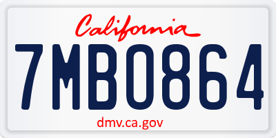 CA license plate 7MBO864