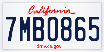 CA license plate 7MBO865
