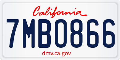 CA license plate 7MBO866