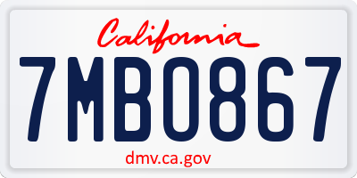 CA license plate 7MBO867