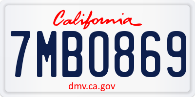 CA license plate 7MBO869