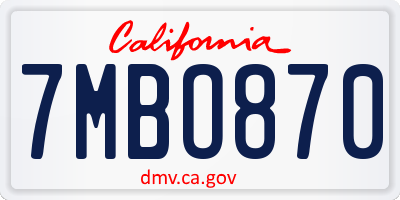 CA license plate 7MBO870
