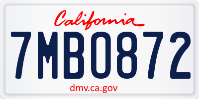 CA license plate 7MBO872