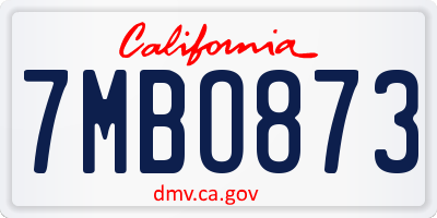 CA license plate 7MBO873