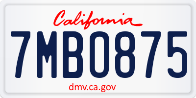 CA license plate 7MBO875
