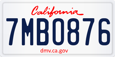 CA license plate 7MBO876