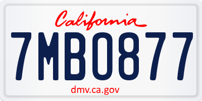 CA license plate 7MBO877
