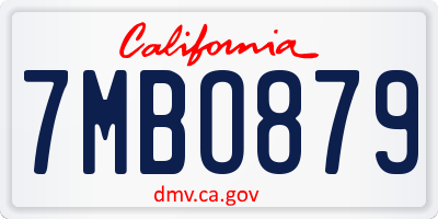 CA license plate 7MBO879