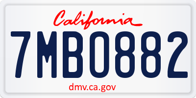 CA license plate 7MBO882