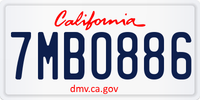 CA license plate 7MBO886