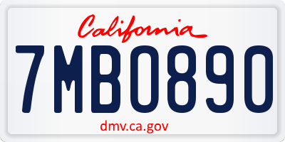 CA license plate 7MBO890