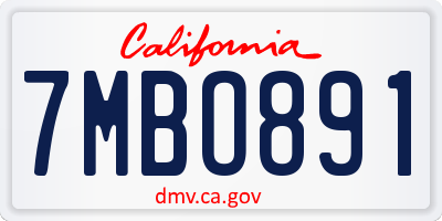 CA license plate 7MBO891