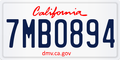 CA license plate 7MBO894