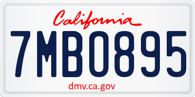 CA license plate 7MBO895