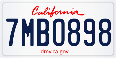 CA license plate 7MBO898