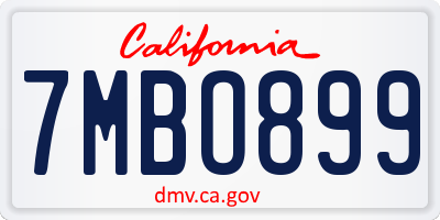 CA license plate 7MBO899