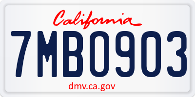 CA license plate 7MBO903