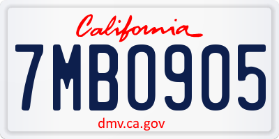 CA license plate 7MBO905