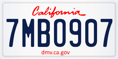CA license plate 7MBO907