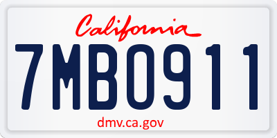 CA license plate 7MBO911