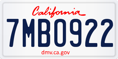 CA license plate 7MBO922