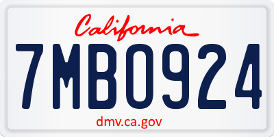 CA license plate 7MBO924