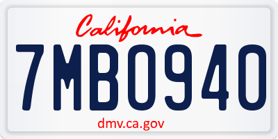 CA license plate 7MBO940