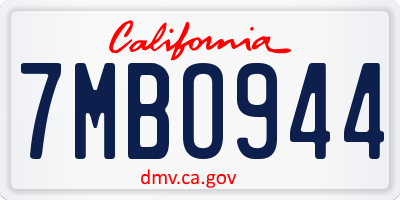 CA license plate 7MBO944
