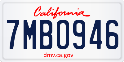 CA license plate 7MBO946