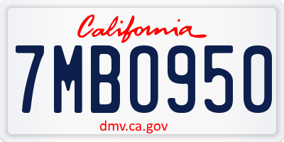 CA license plate 7MBO950