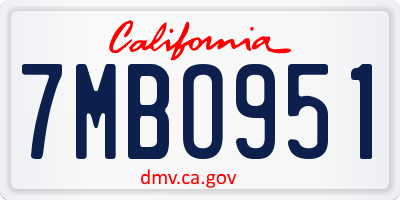 CA license plate 7MBO951