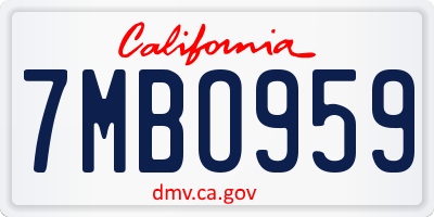 CA license plate 7MBO959