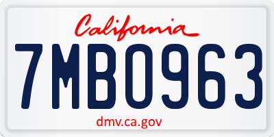 CA license plate 7MBO963