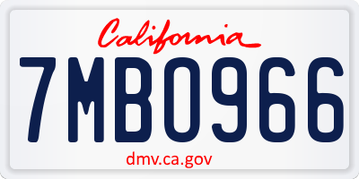 CA license plate 7MBO966