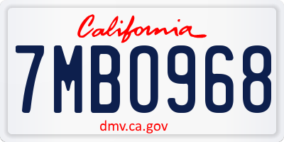 CA license plate 7MBO968