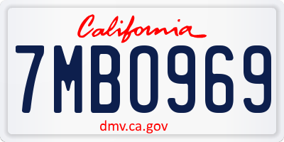 CA license plate 7MBO969