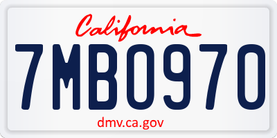 CA license plate 7MBO970