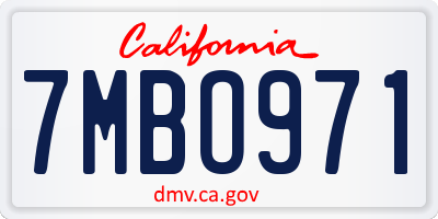 CA license plate 7MBO971