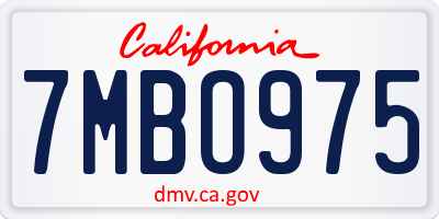 CA license plate 7MBO975
