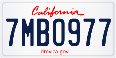 CA license plate 7MBO977