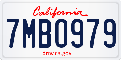 CA license plate 7MBO979