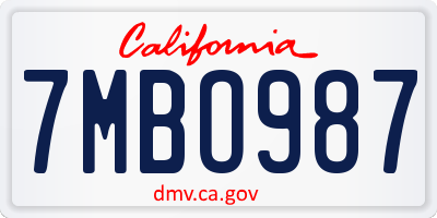 CA license plate 7MBO987