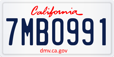 CA license plate 7MBO991