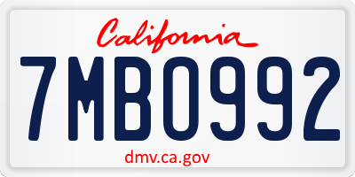 CA license plate 7MBO992