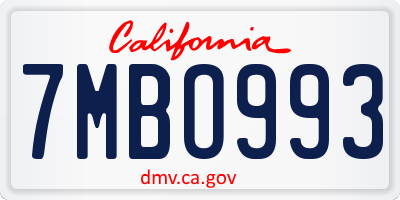 CA license plate 7MBO993