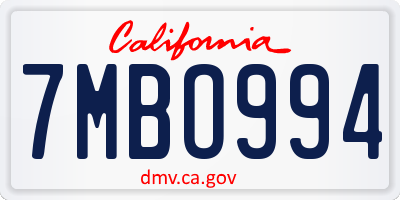 CA license plate 7MBO994