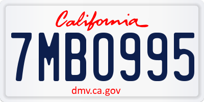 CA license plate 7MBO995