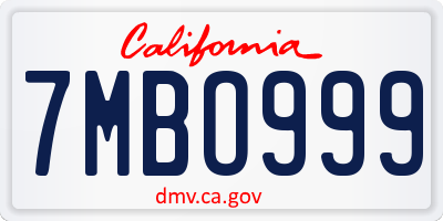 CA license plate 7MBO999