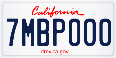 CA license plate 7MBP000