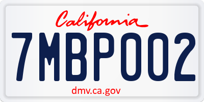 CA license plate 7MBP002